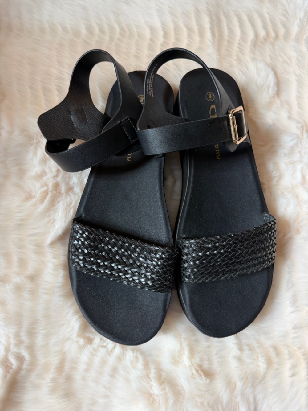 Black Braided Strap Women's Sandals